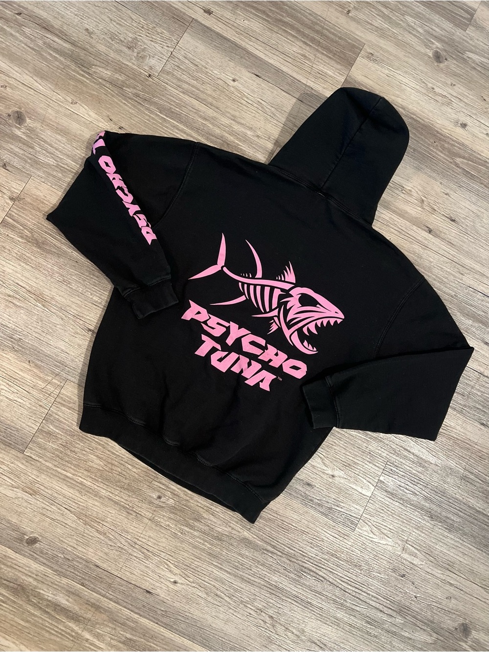 Psycho Tuna Pink and Black Hoodie Unisex Doble Side Size Medium